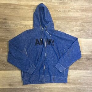 Vintage Champion mens XL blue and black zip up jacket with hood